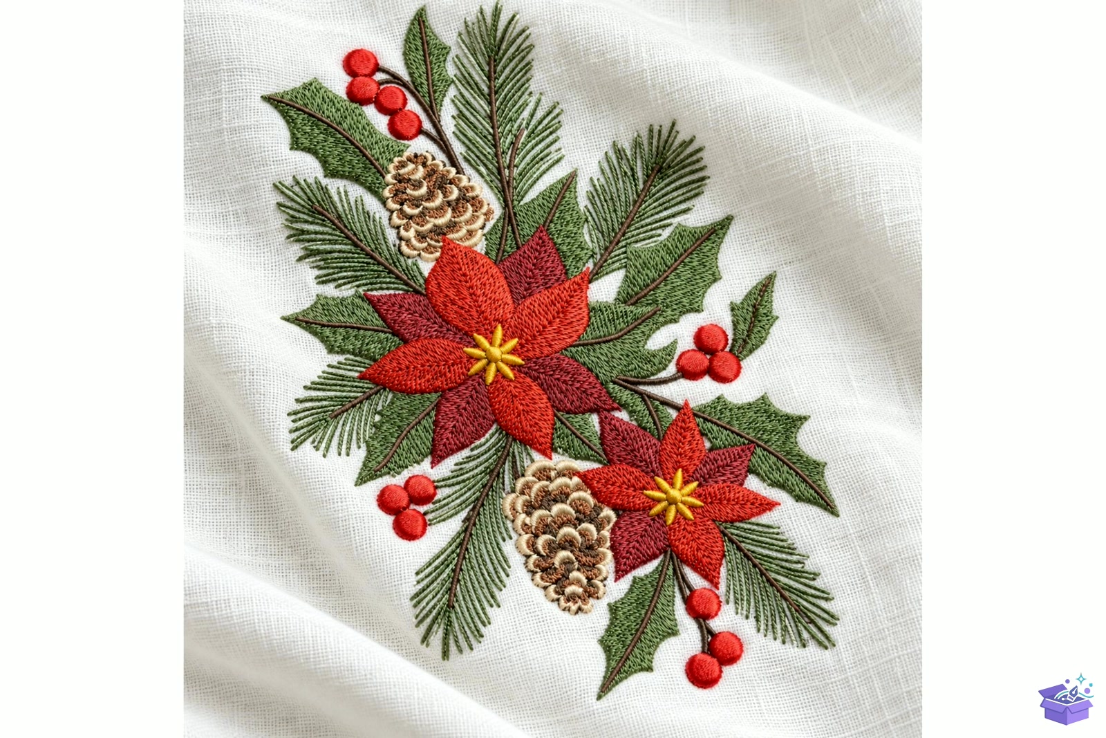 Yılbaşı Poinsettia Pine Cone Holly - Makine Nakış Deseni (SVG, DXF, EPS, PNG) önizleme 5