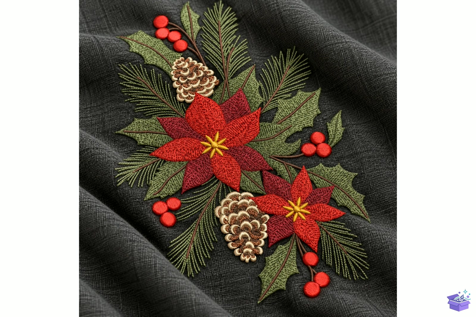 Yılbaşı Poinsettia Pine Cone Holly - Makine Nakış Deseni (SVG, DXF, EPS, PNG) önizleme 6