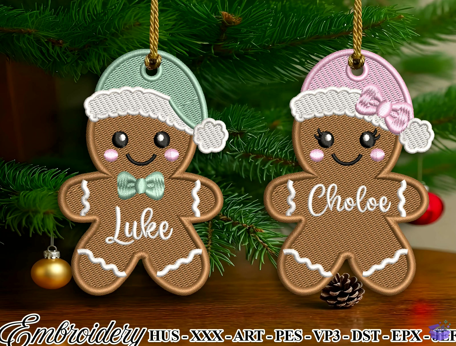Xmas Gingerbread Süs Nakış - Makine Nakış Deseni (SVG, DXF, EPS, PNG) - Nakış Desenleri İndir (DXF, SVG, EPS)