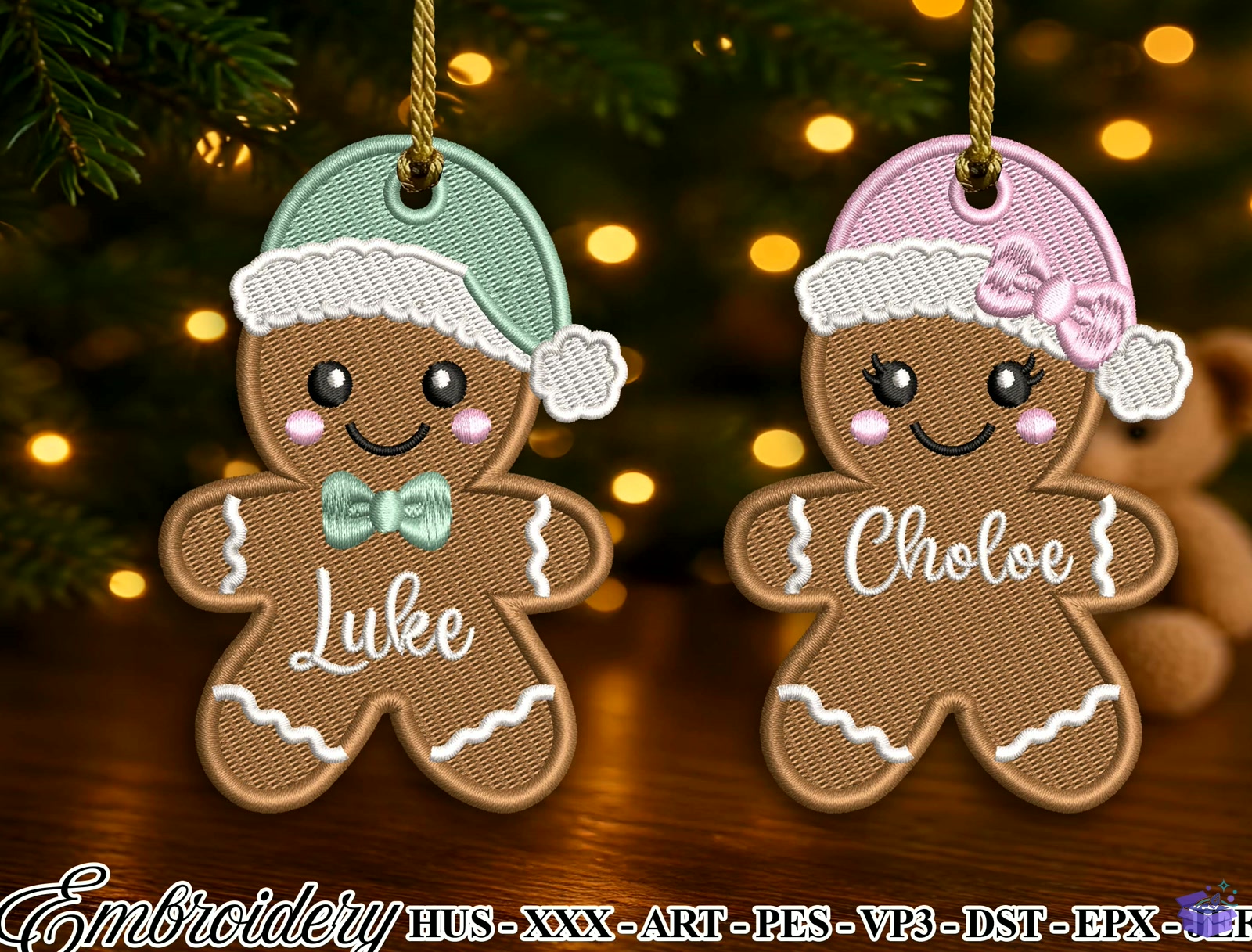 Xmas Gingerbread Süs Nakış - Makine Nakış Deseni (SVG, DXF, EPS, PNG) önizleme 3
