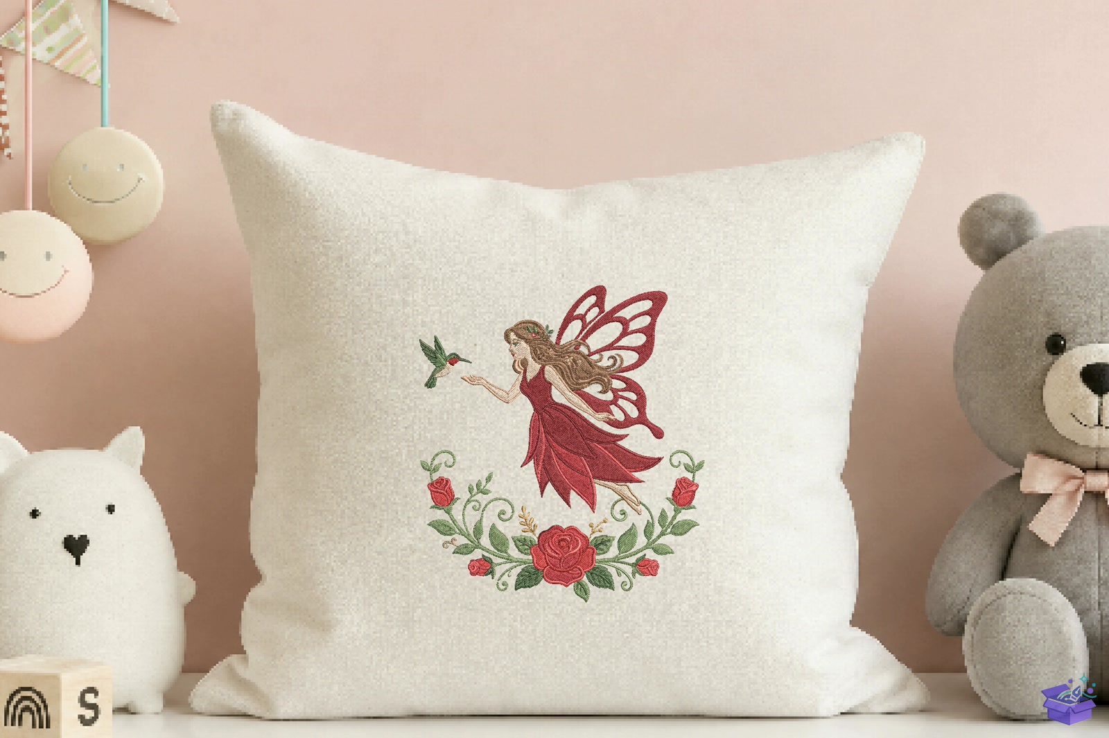 Fairy Rose Hummingbird Nakış - Makine Nakış Deseni (SVG, DXF, EPS, PNG) önizleme 2