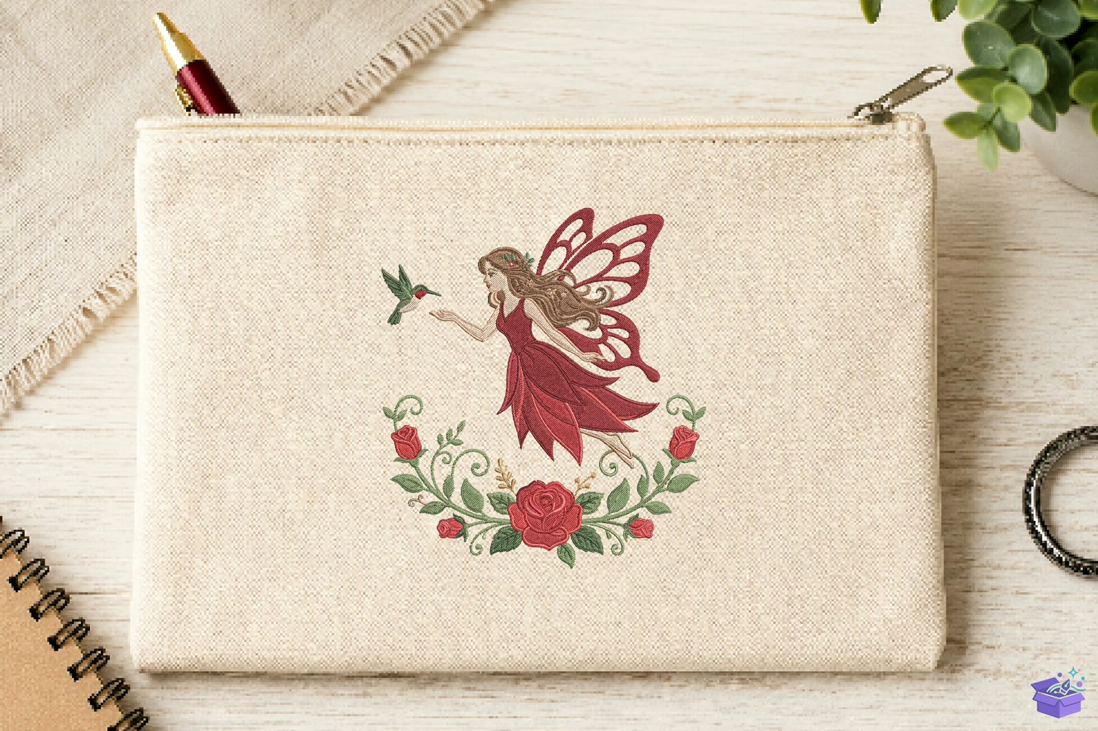 Fairy Rose Hummingbird Nakış - Makine Nakış Deseni (SVG, DXF, EPS, PNG) önizleme 5