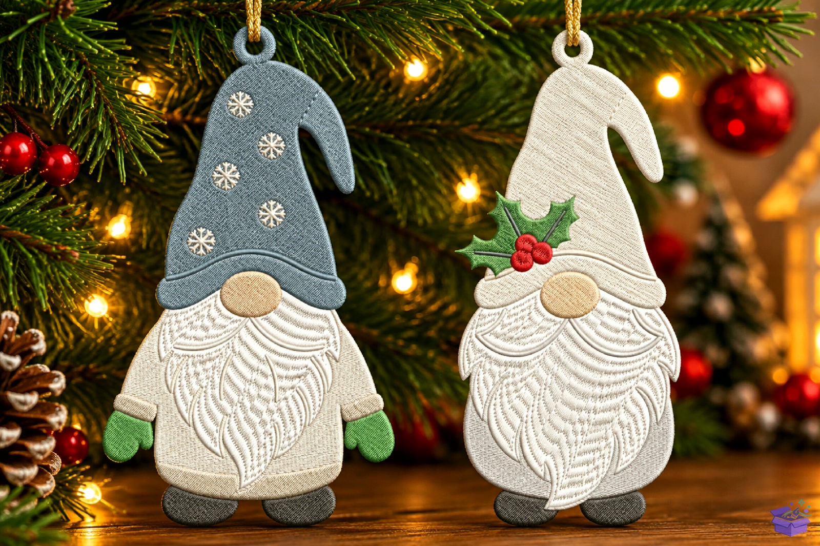Yılbaşı Gnome Süs Design - Makine Nakış Deseni (SVG, DXF, EPS, PNG) - Nakış Desenleri İndir (DXF, SVG, EPS)