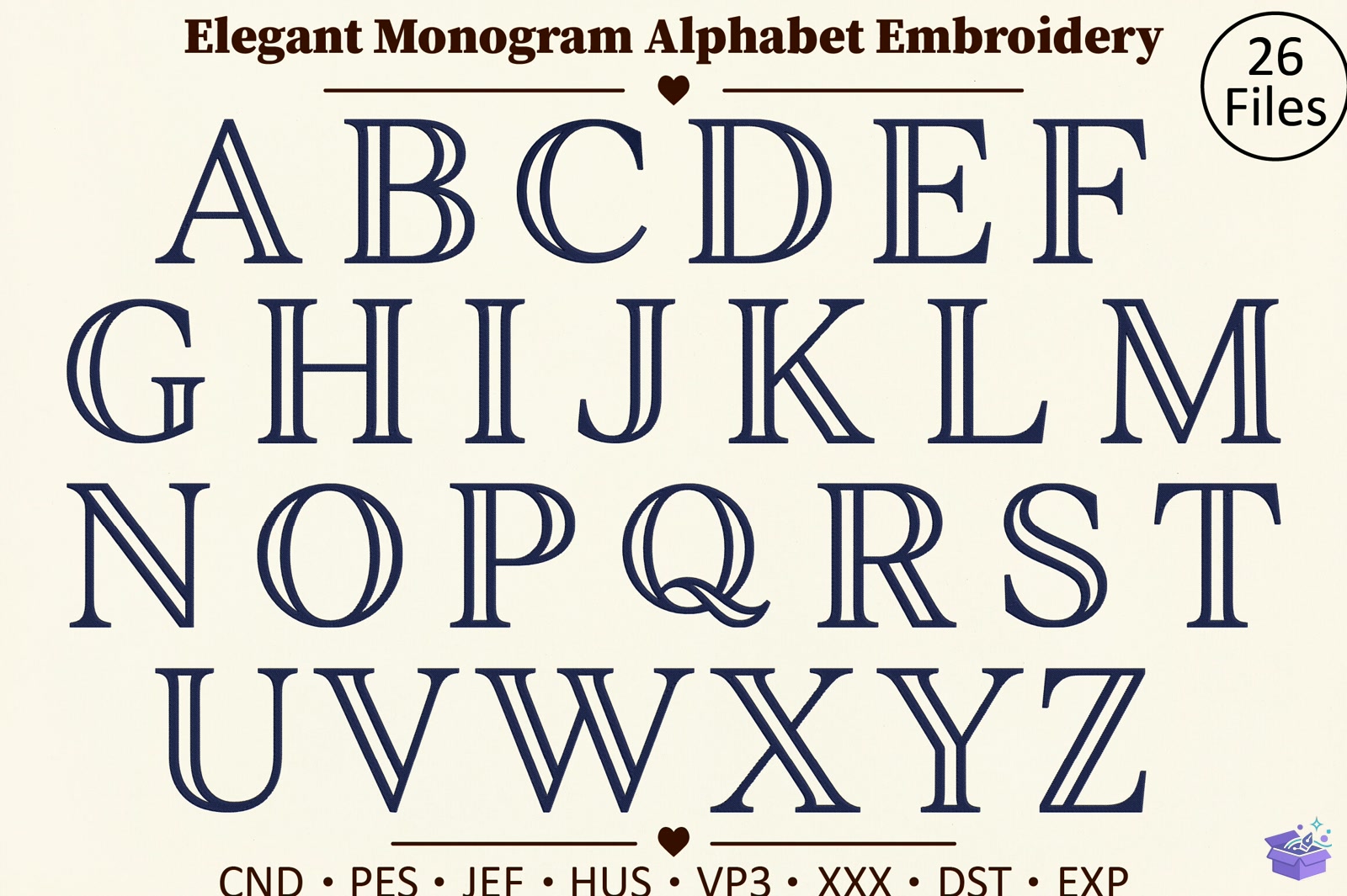 Elegant Monogram Alphabet Nakış - Makine Nakış Deseni (SVG, DXF, EPS, PNG) önizleme 4