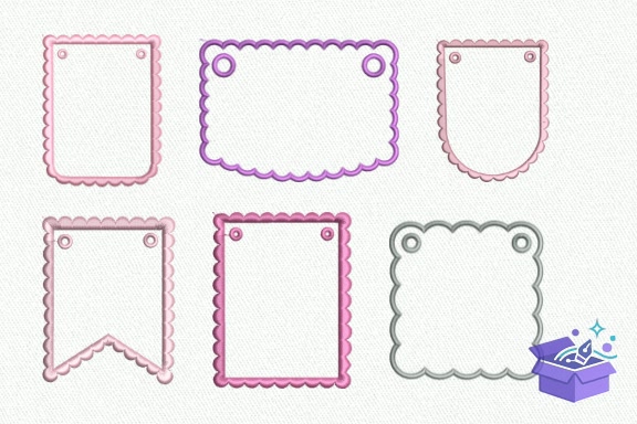 ITH Scallop Tag Nakış Baby Designs - Makine Nakış Deseni (SVG, DXF, EPS, PNG) önizleme 3
