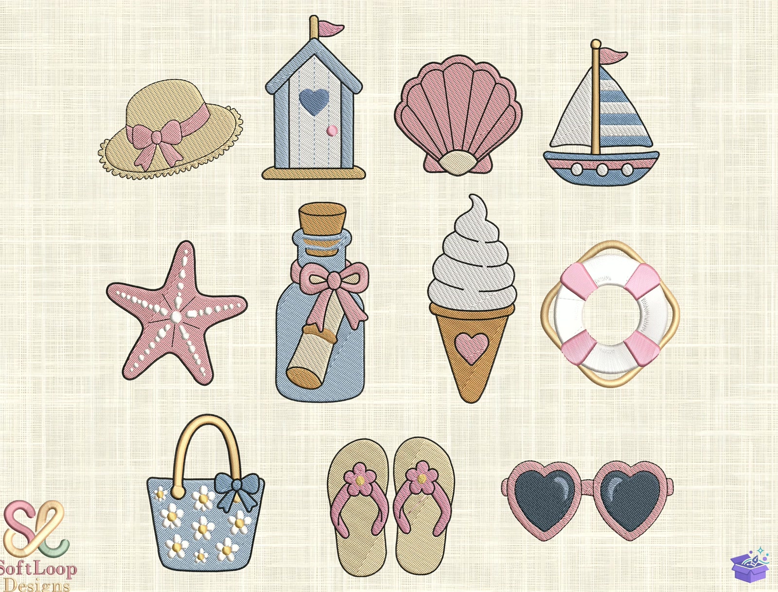 BEACH SUMMER Nakış Design - Makine Nakış Deseni (SVG, DXF, EPS, PNG) önizleme 2