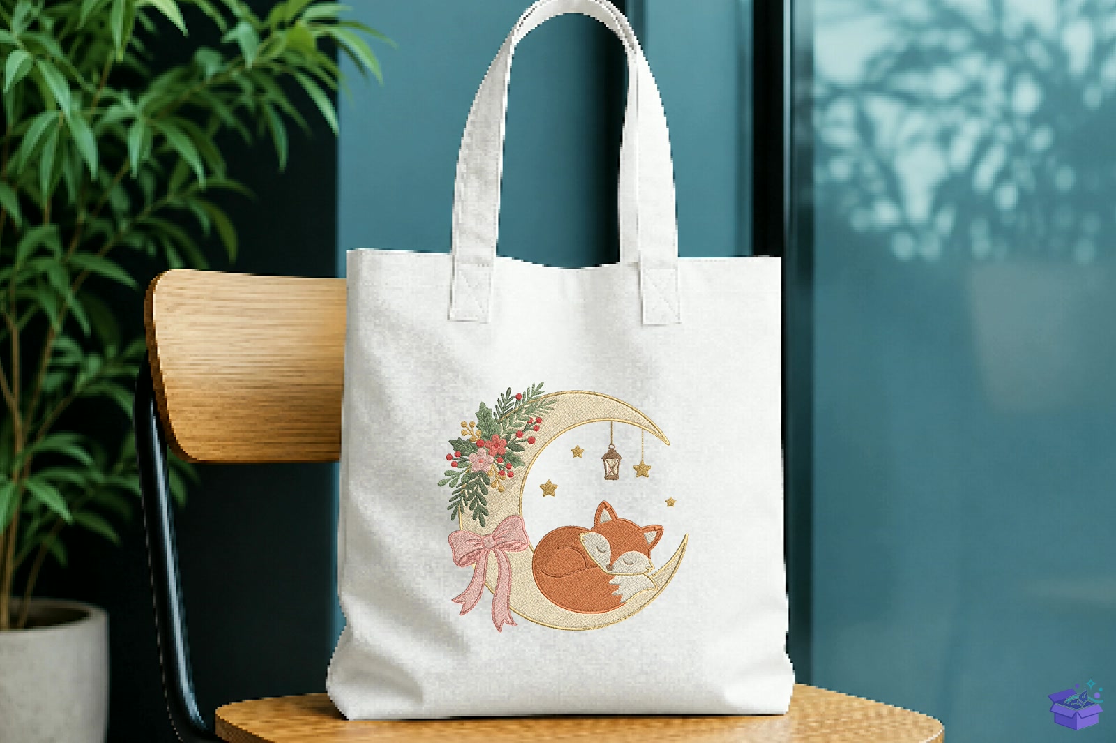 Yılbaşı Fox Moon Nakış Design - Makine Nakış Deseni (SVG, DXF, EPS, PNG) önizleme 4