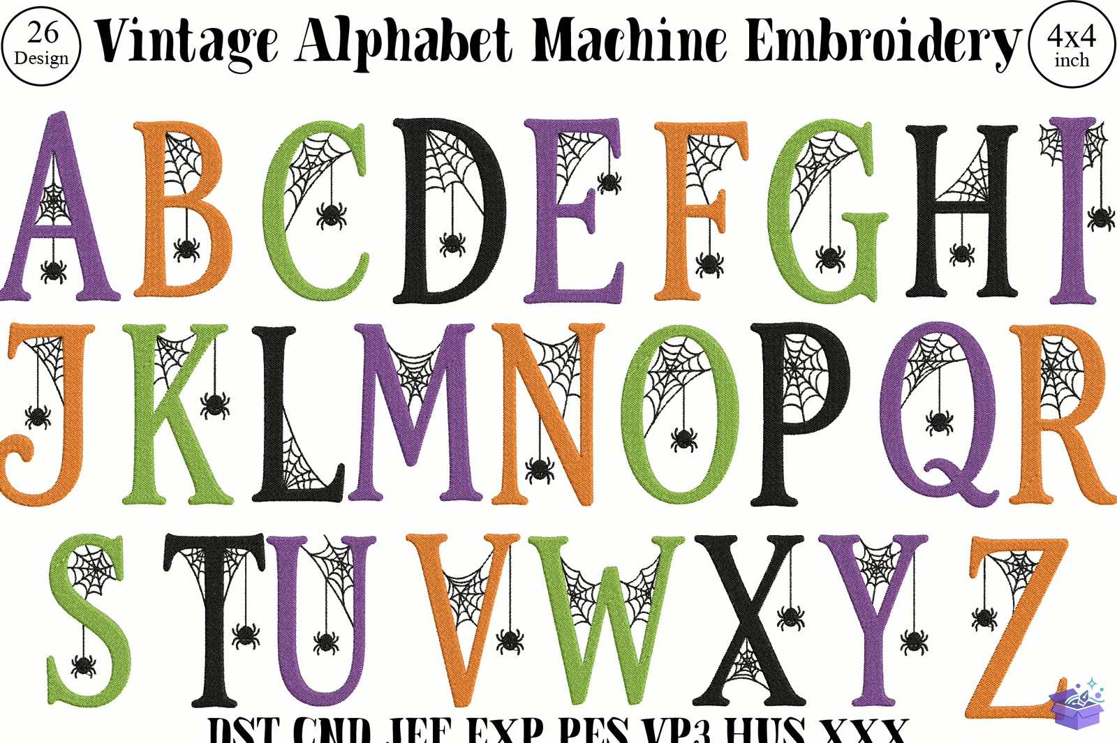Vintage Alphabet Machine Nakış - Makine Nakış Deseni (SVG, DXF, EPS, PNG) önizleme 6