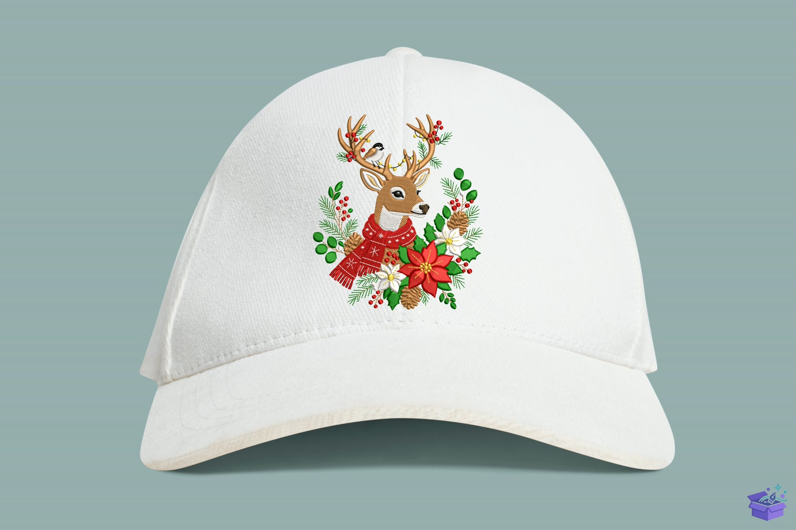 Festive Holiday Yılbaşı Ren Geyiği - Makine Nakış Deseni (SVG, DXF, EPS, PNG) önizleme 3