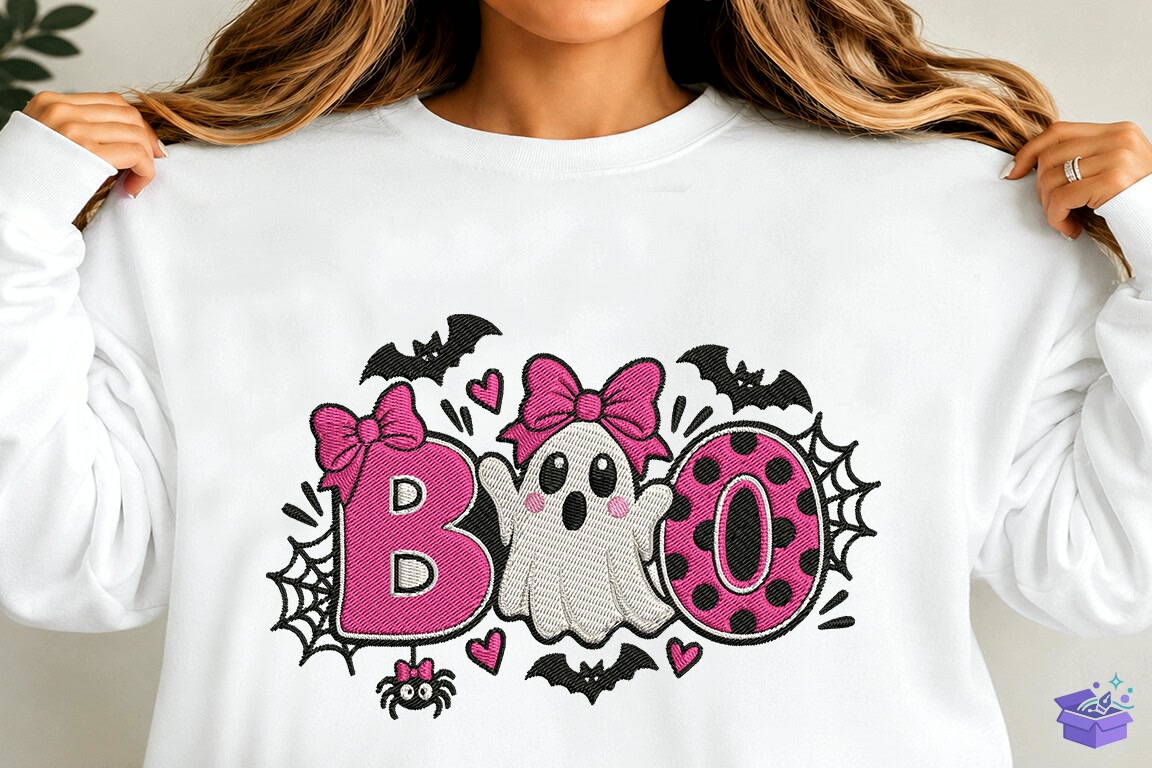 Cute Boo Machine Nakış Desen - Makine Nakış Deseni (SVG, DXF, EPS, PNG) önizleme 3