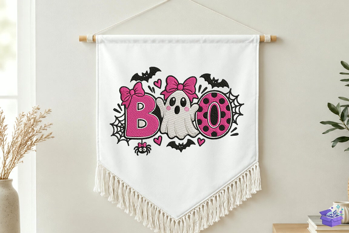 Cute Boo Machine Nakış Desen - Makine Nakış Deseni (SVG, DXF, EPS, PNG) önizleme 4