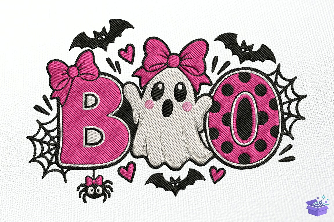 Cute Boo Machine Nakış Desen - Makine Nakış Deseni (SVG, DXF, EPS, PNG) önizleme 5