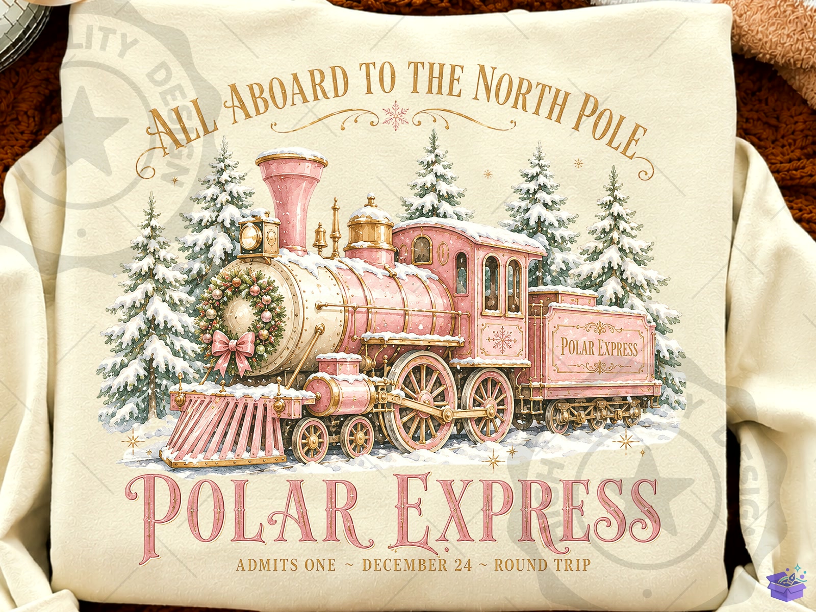 Pink Polar Express Yılbaşı Train PNG - DTF & Süblimasyon Baskı Tasarımı (SVG, DXF, EPS, PNG) - DTF Baskı Tasarımları İndir (DXF, SVG, AI)
