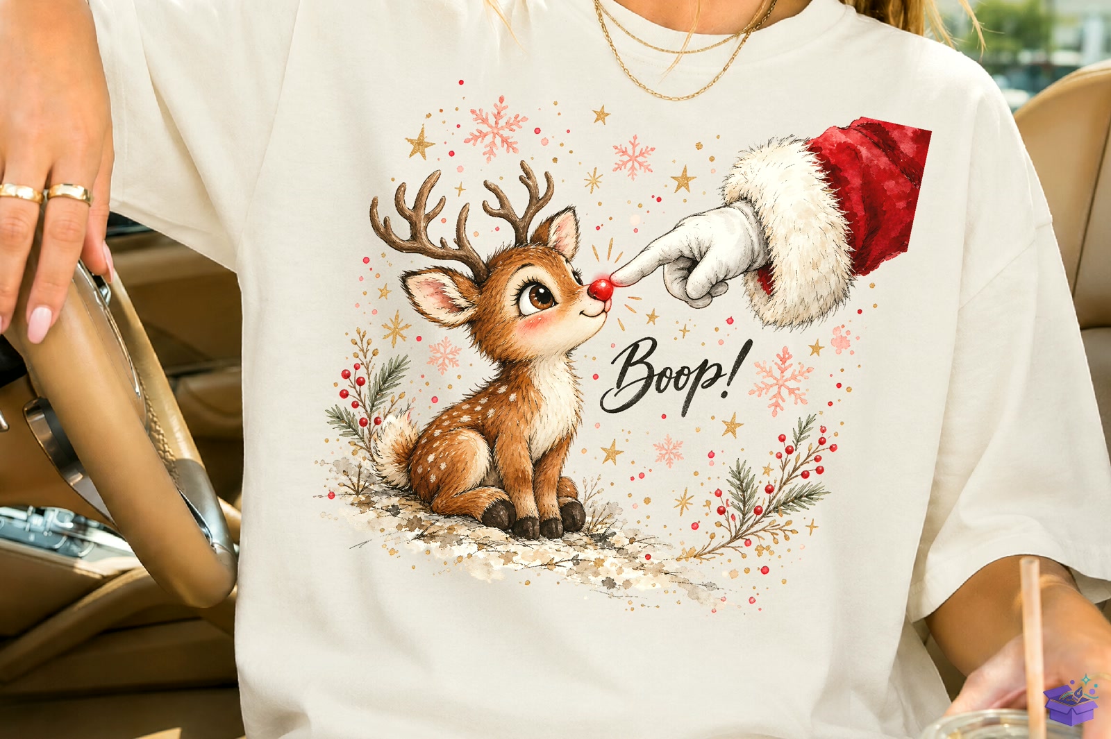 Boop Cute Ren Geyiği Santa Hand PNG - DTF & Süblimasyon Baskı Tasarımı (SVG, DXF, EPS, PNG) - detaylı önizleme 2