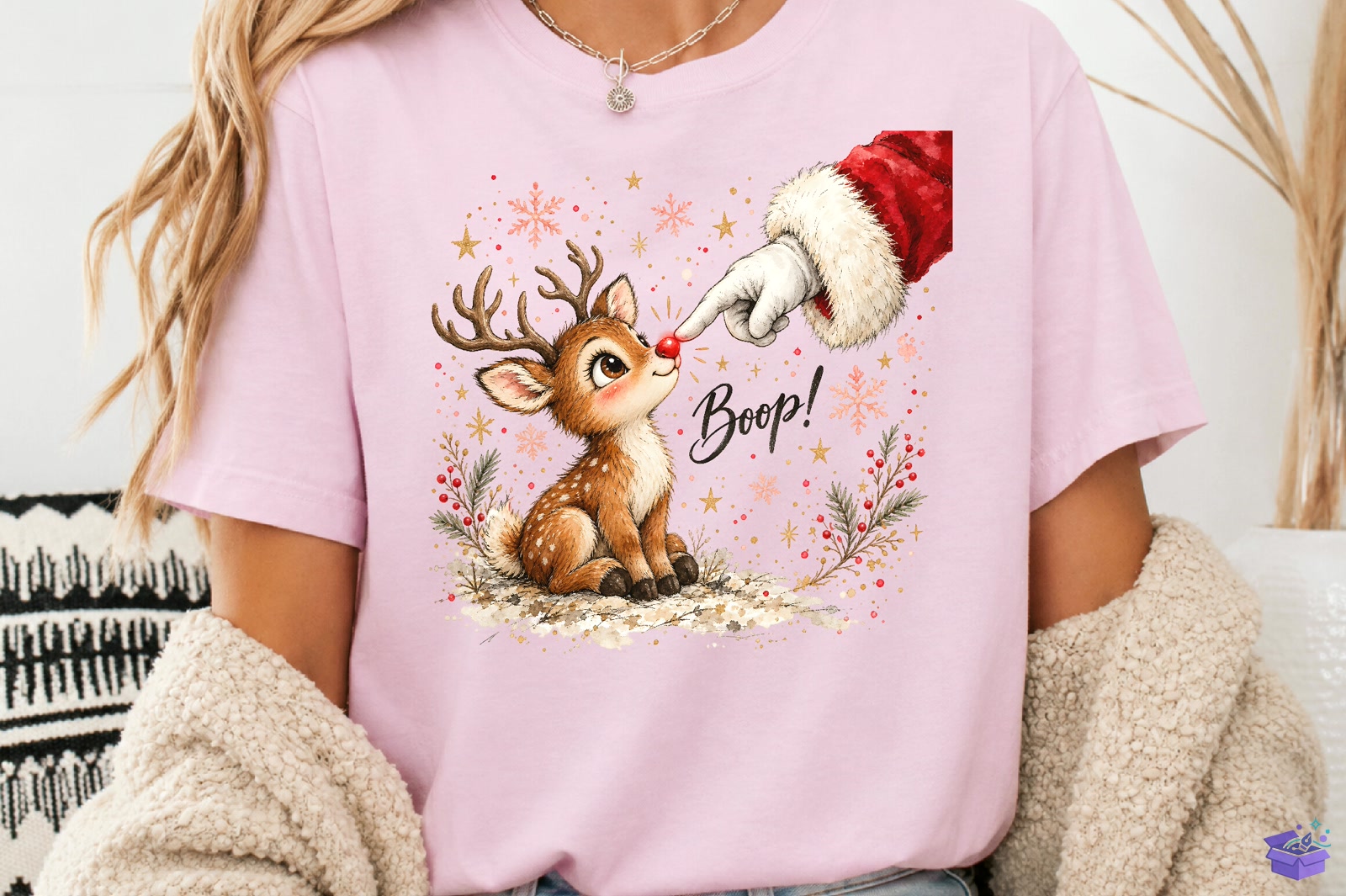 Boop Cute Ren Geyiği Santa Hand PNG - DTF & Süblimasyon Baskı Tasarımı (SVG, DXF, EPS, PNG) - detaylı önizleme 3