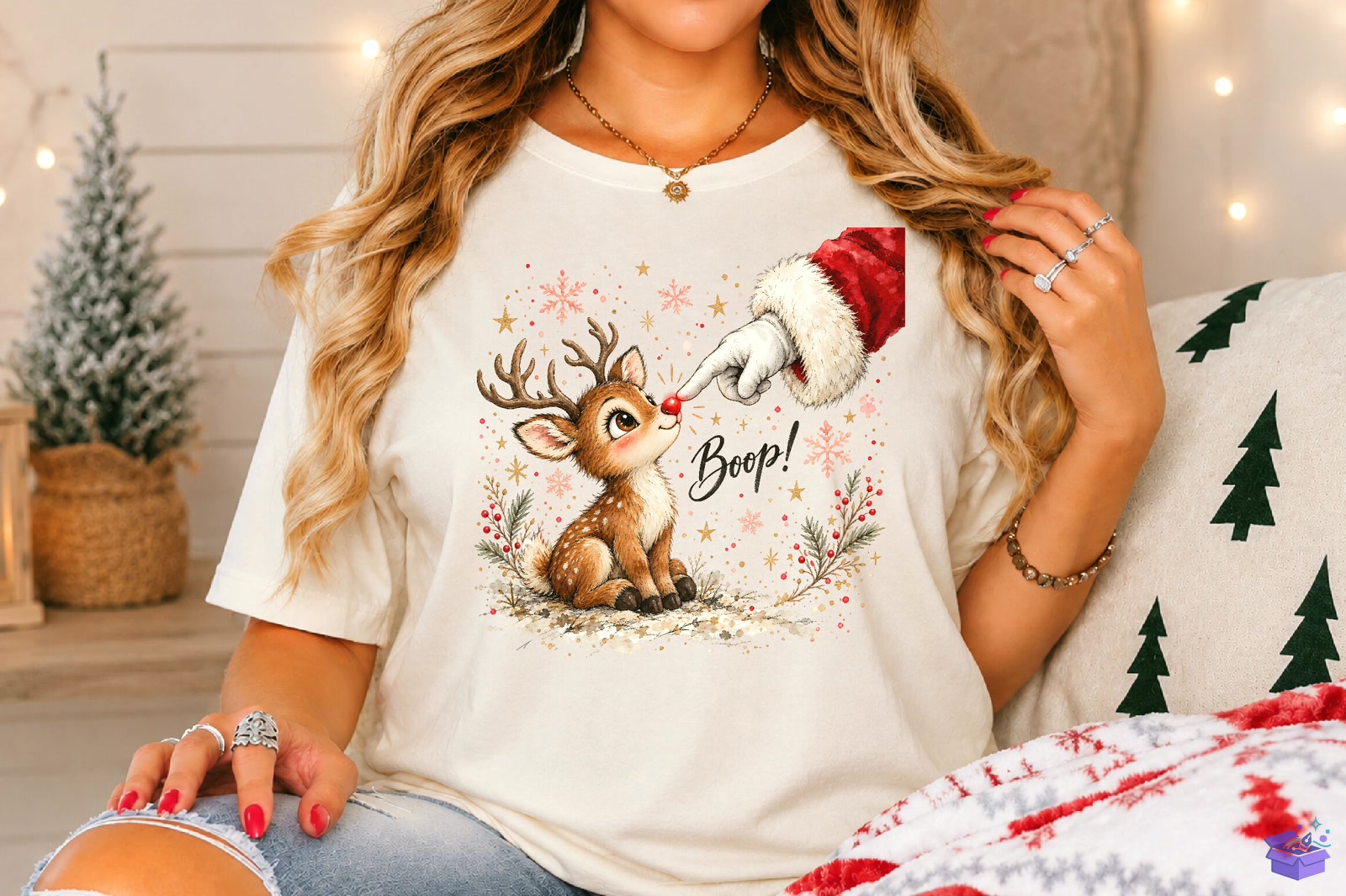 Boop Cute Ren Geyiği Santa Hand PNG - DTF & Süblimasyon Baskı Tasarımı (SVG, DXF, EPS, PNG) - detaylı önizleme 4