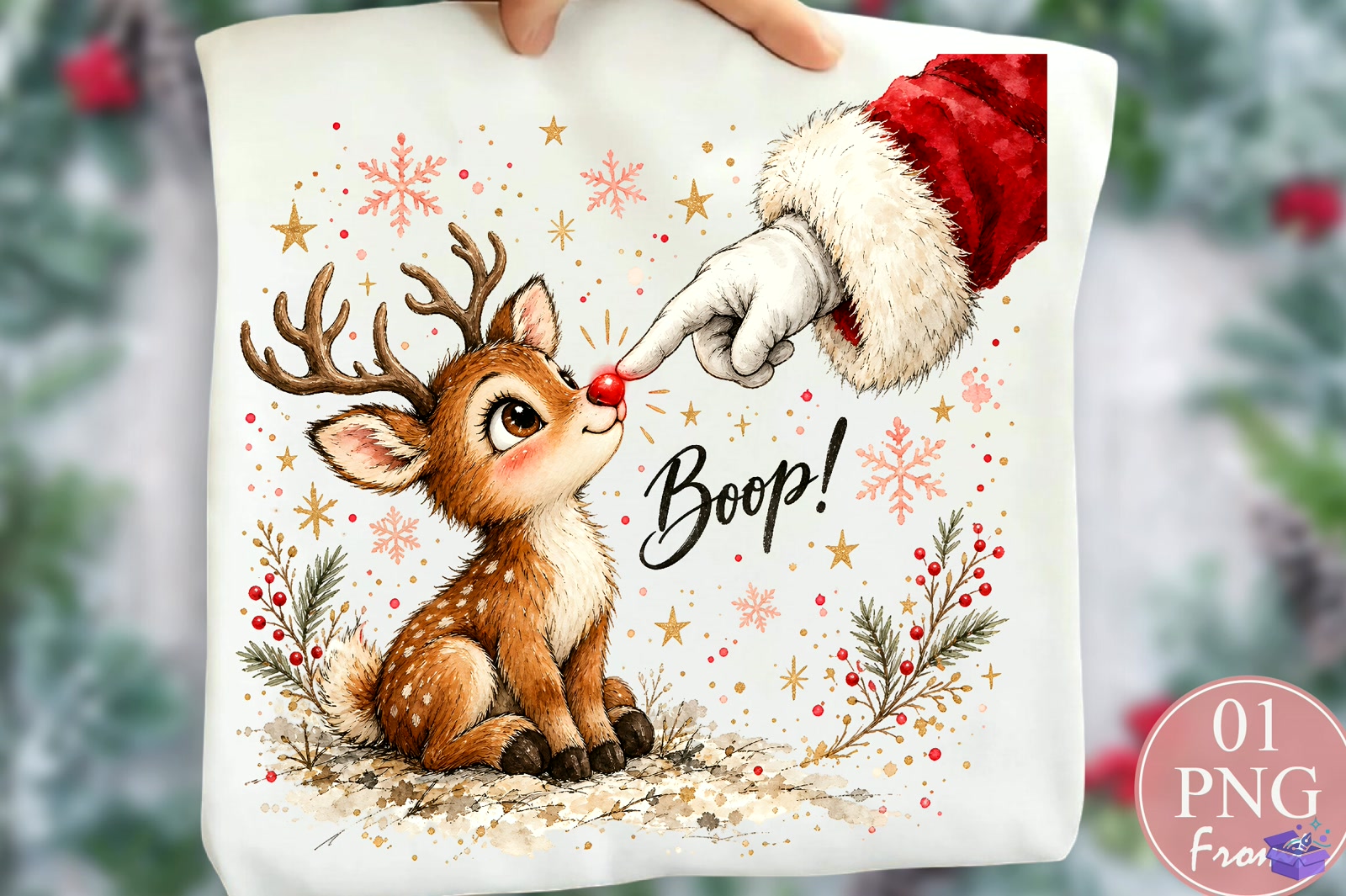 Boop Cute Ren Geyiği Santa Hand PNG - DTF & Süblimasyon Baskı Tasarımı (SVG, DXF, EPS, PNG) - detaylı önizleme 5
