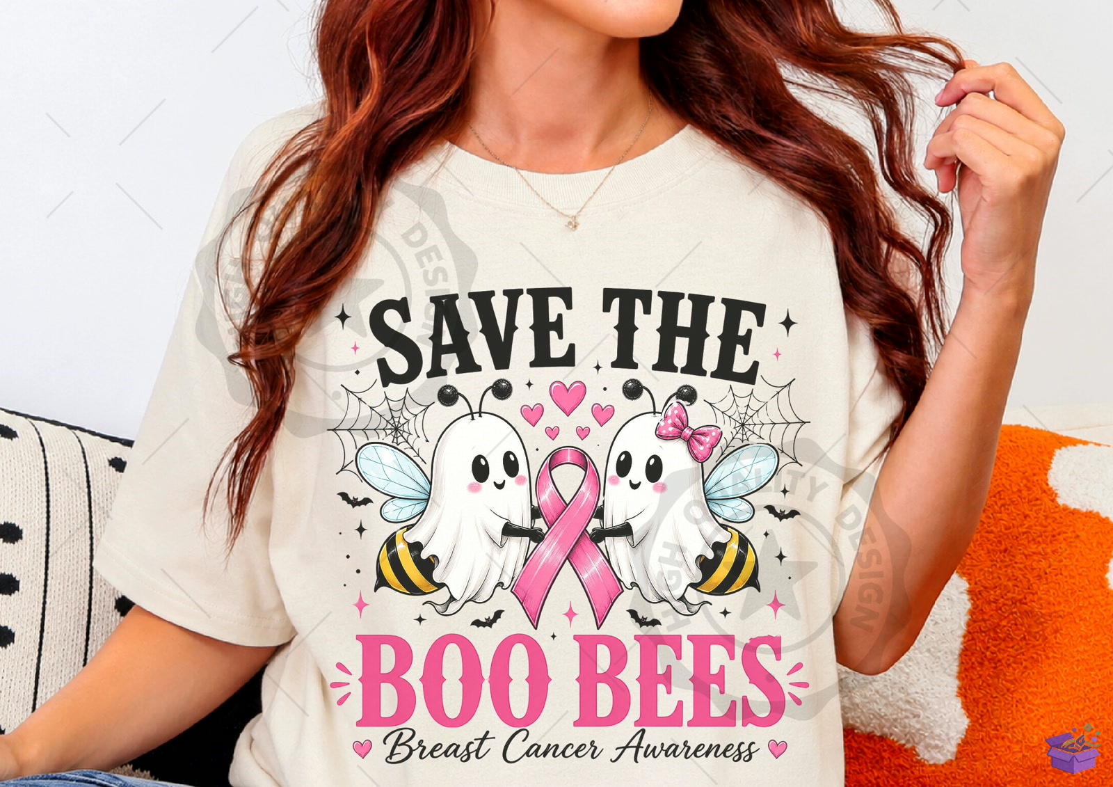Save The Boo Bees Breast Cancer Awarenes - DTF & Süblimasyon Baskı Tasarımı (SVG, DXF, EPS, PNG) - detaylı önizleme 2