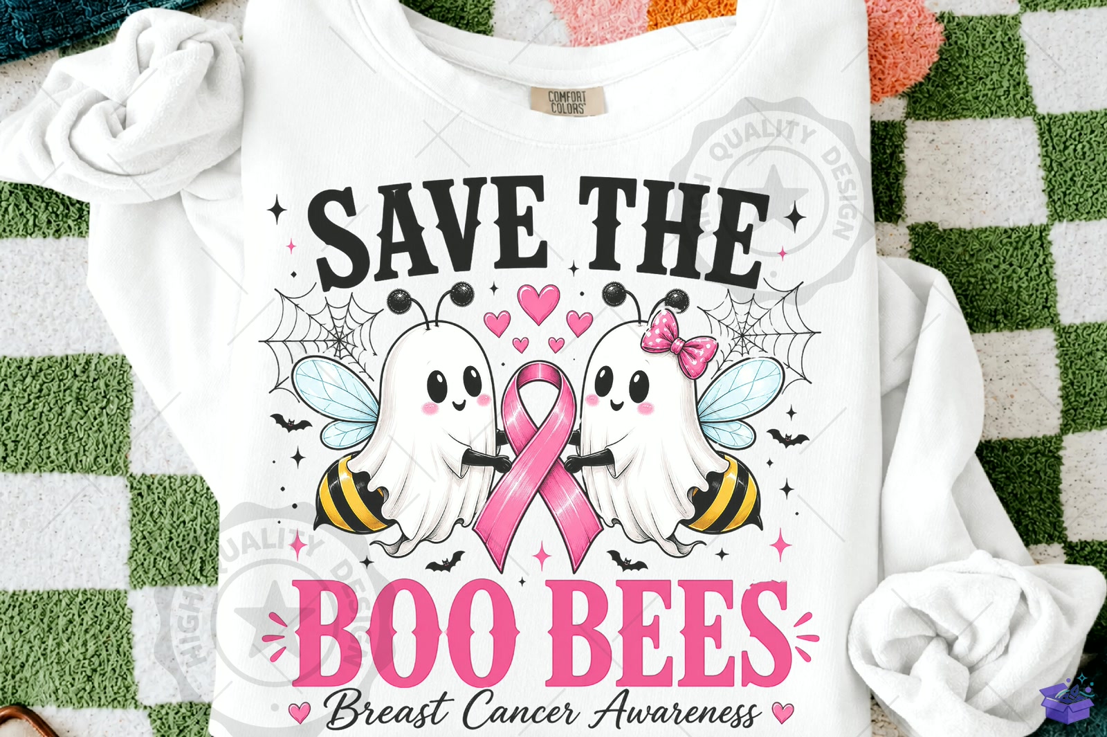 Save The Boo Bees Breast Cancer Awarenes - DTF & Süblimasyon Baskı Tasarımı (SVG, DXF, EPS, PNG) - detaylı önizleme 3
