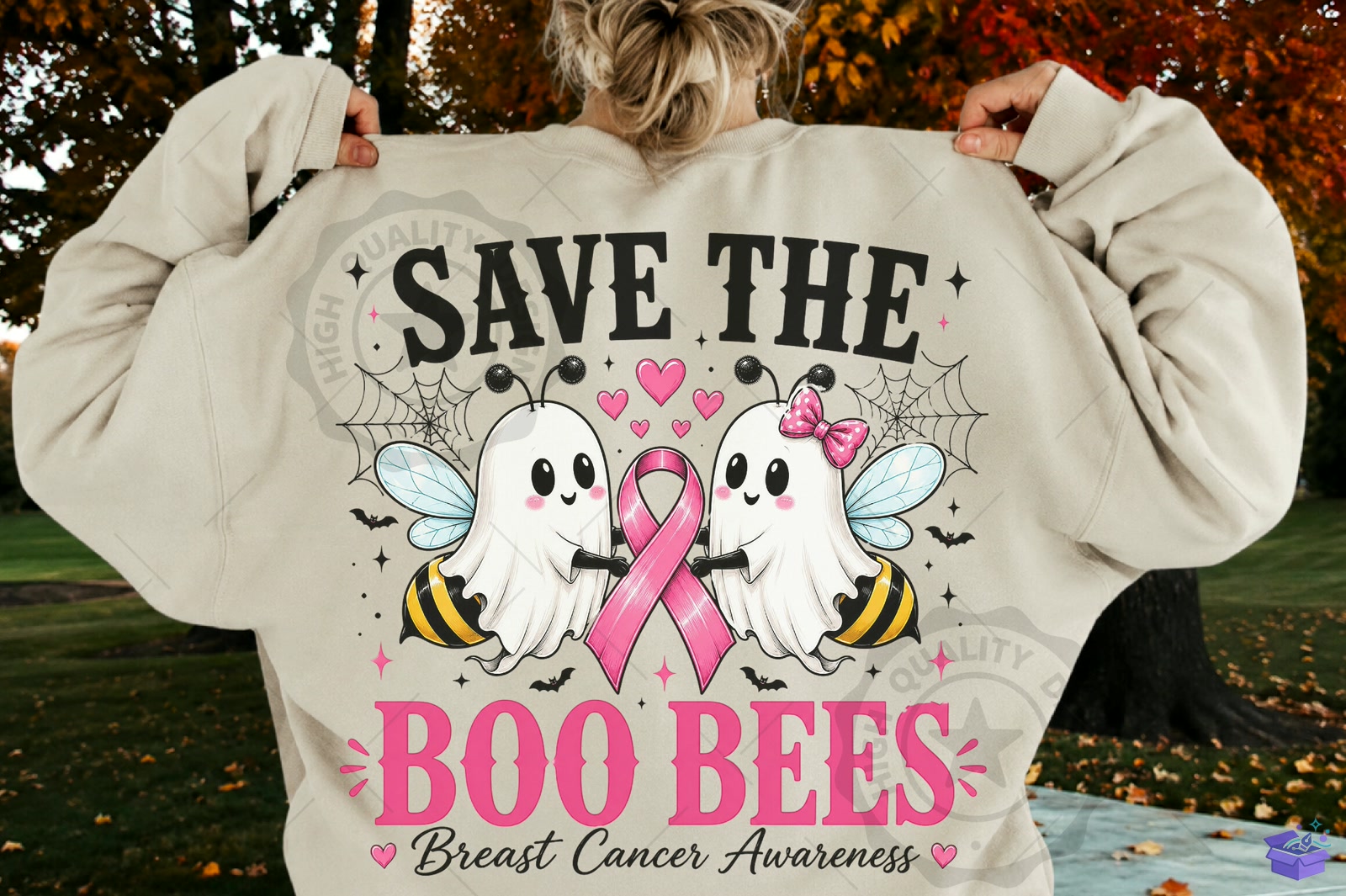 Save The Boo Bees Breast Cancer Awarenes - DTF & Süblimasyon Baskı Tasarımı (SVG, DXF, EPS, PNG) - detaylı önizleme 4