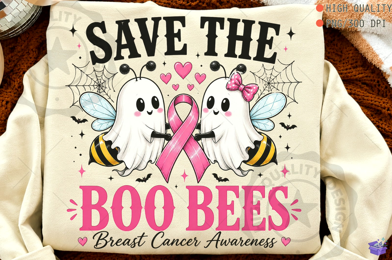 Save The Boo Bees Breast Cancer Awarenes - DTF & Süblimasyon Baskı Tasarımı (SVG, DXF, EPS, PNG) - detaylı önizleme 6