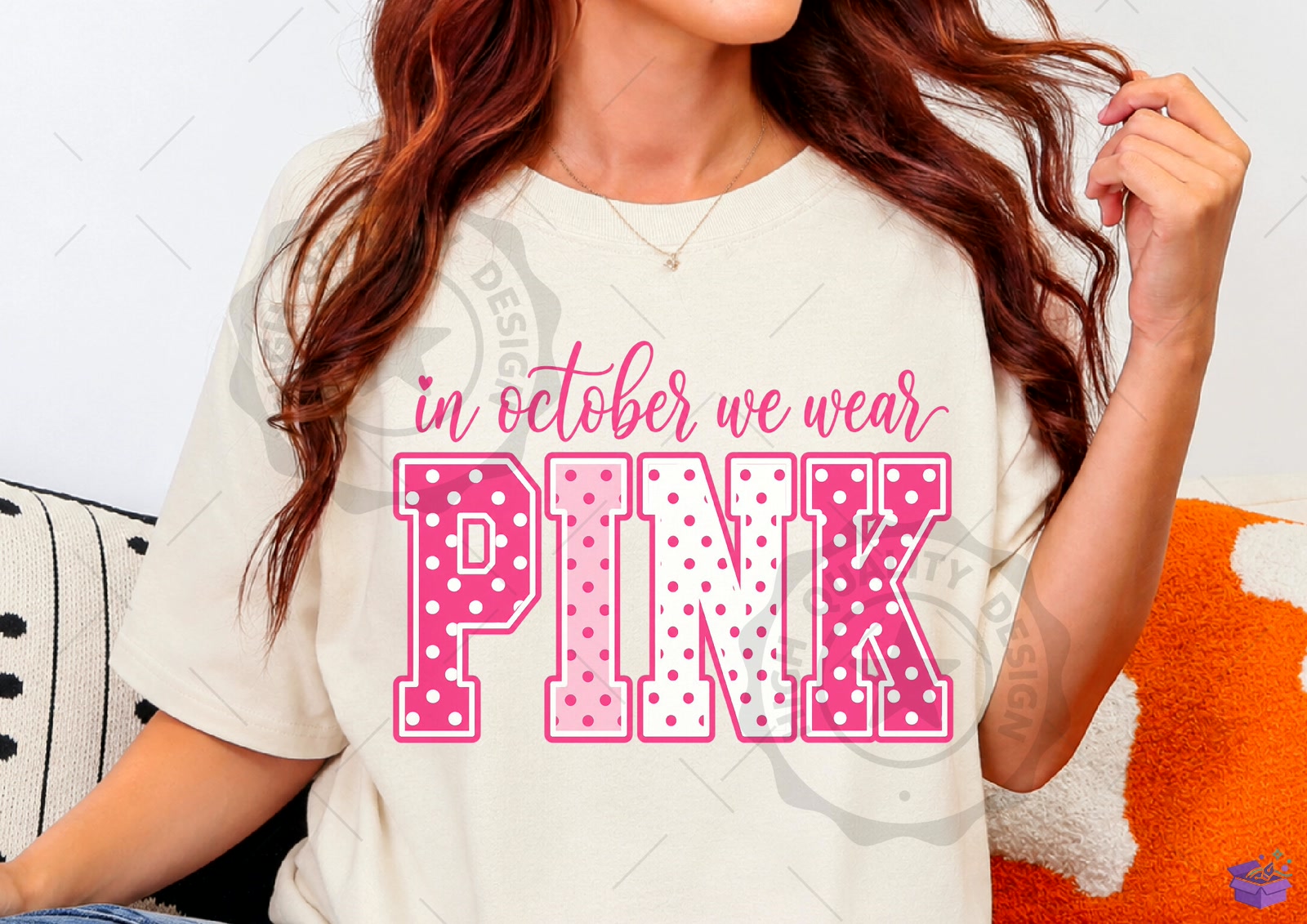 In October We Wear Pink Breast Cancer PN - DTF & Süblimasyon Baskı Tasarımı (SVG, DXF, EPS, PNG) - detaylı önizleme 2