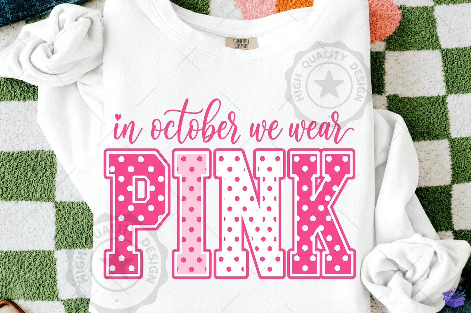In October We Wear Pink Breast Cancer PN - DTF & Süblimasyon Baskı Tasarımı (SVG, DXF, EPS, PNG) - detaylı önizleme 3