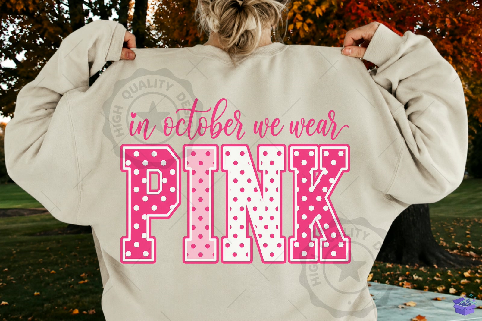 In October We Wear Pink Breast Cancer PN - DTF & Süblimasyon Baskı Tasarımı (SVG, DXF, EPS, PNG) - detaylı önizleme 4