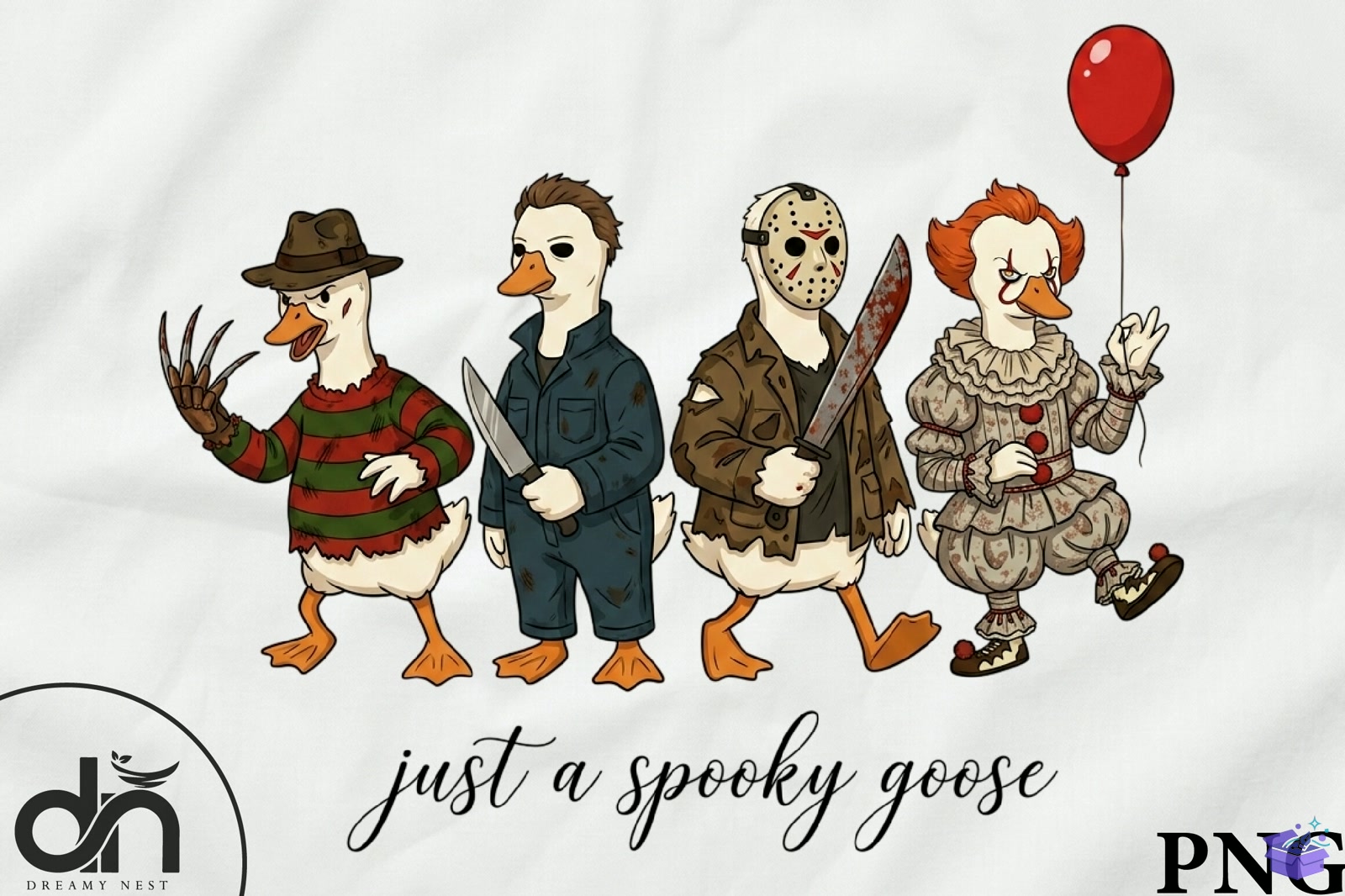 Spooky Goose Horror Cadılar Bayramı PNG Tee - DTF & Süblimasyon Baskı Tasarımı (SVG, DXF, EPS, PNG) - detaylı önizleme 6