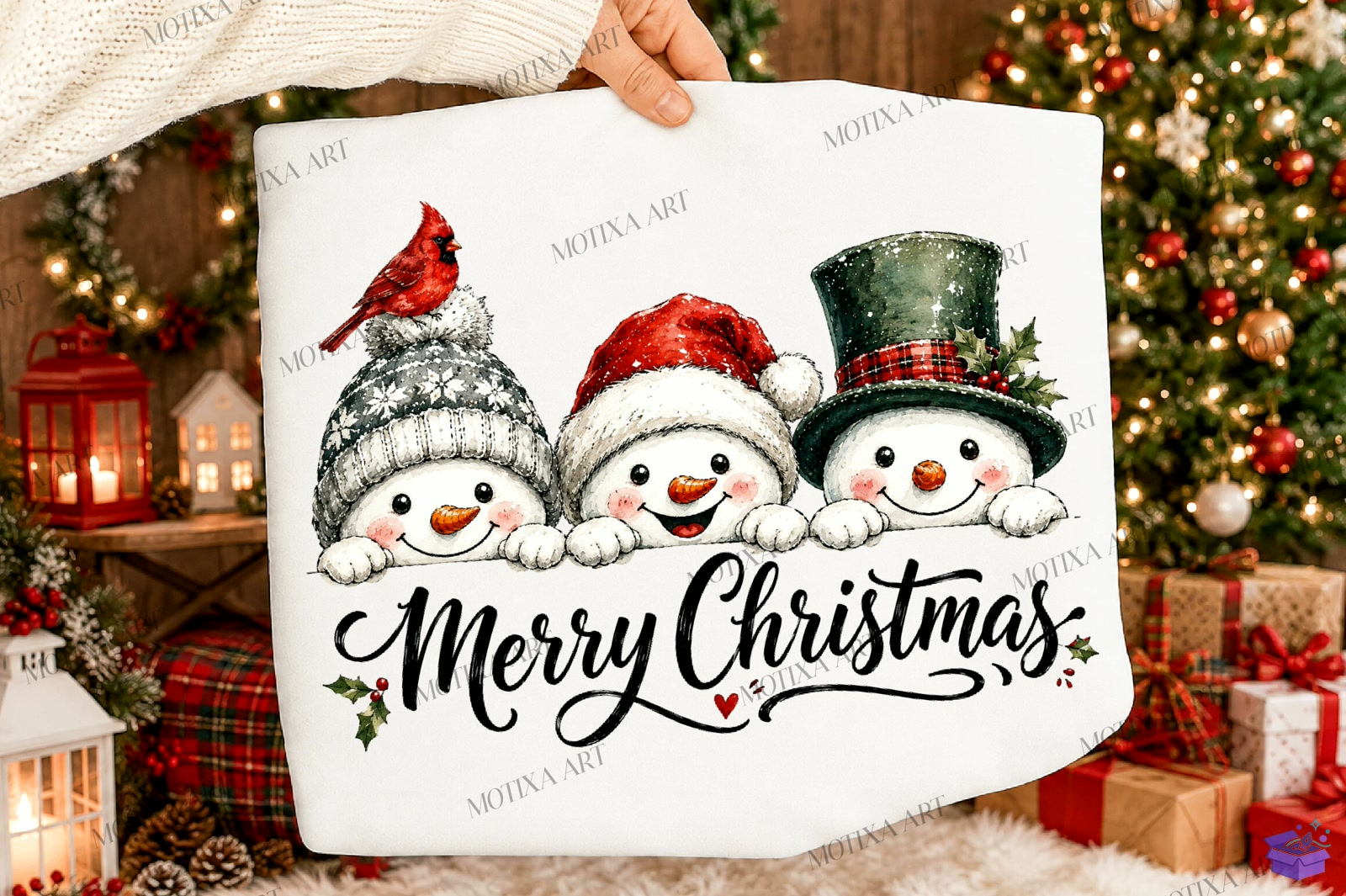Merry Yılbaşı Snowman PNG - DTF & Süblimasyon Baskı Tasarımı (SVG, DXF, EPS, PNG) - detaylı önizleme 2