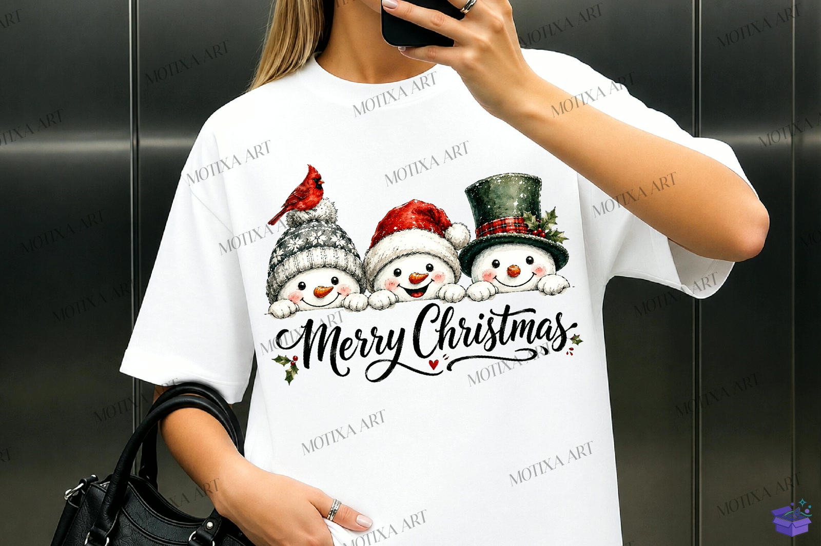Merry Yılbaşı Snowman PNG - DTF & Süblimasyon Baskı Tasarımı (SVG, DXF, EPS, PNG) - detaylı önizleme 4