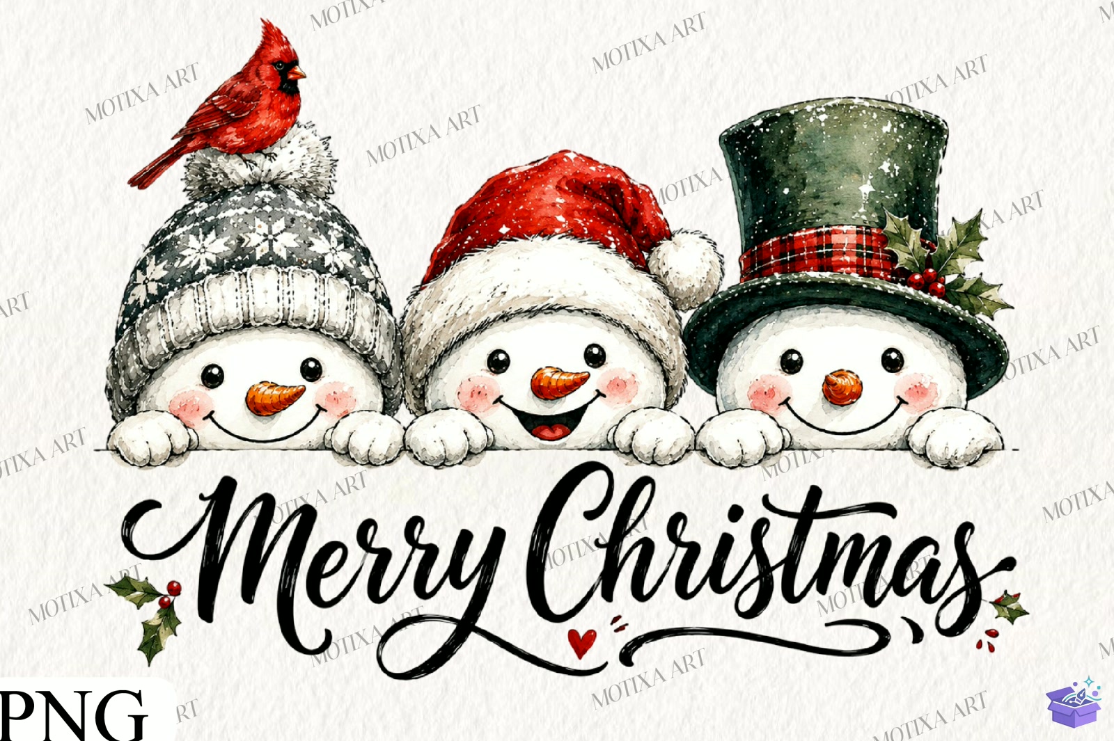 Merry Yılbaşı Snowman PNG - DTF & Süblimasyon Baskı Tasarımı (SVG, DXF, EPS, PNG) - detaylı önizleme 5