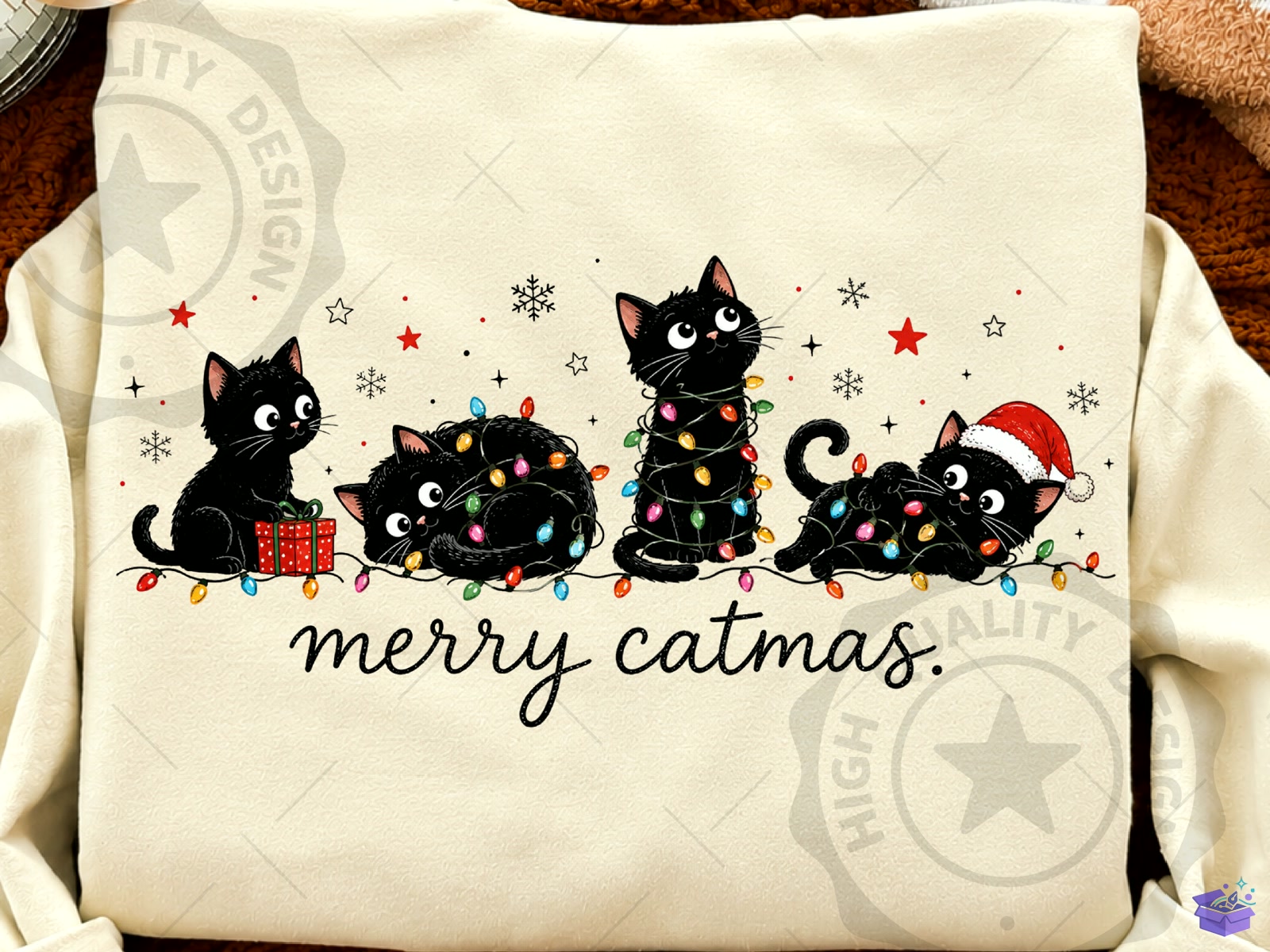 Merry Catmas PNG Funny Yılbaşı Kedi - DTF & Süblimasyon Baskı Tasarımı (SVG, DXF, EPS, PNG) - detaylı önizleme 6