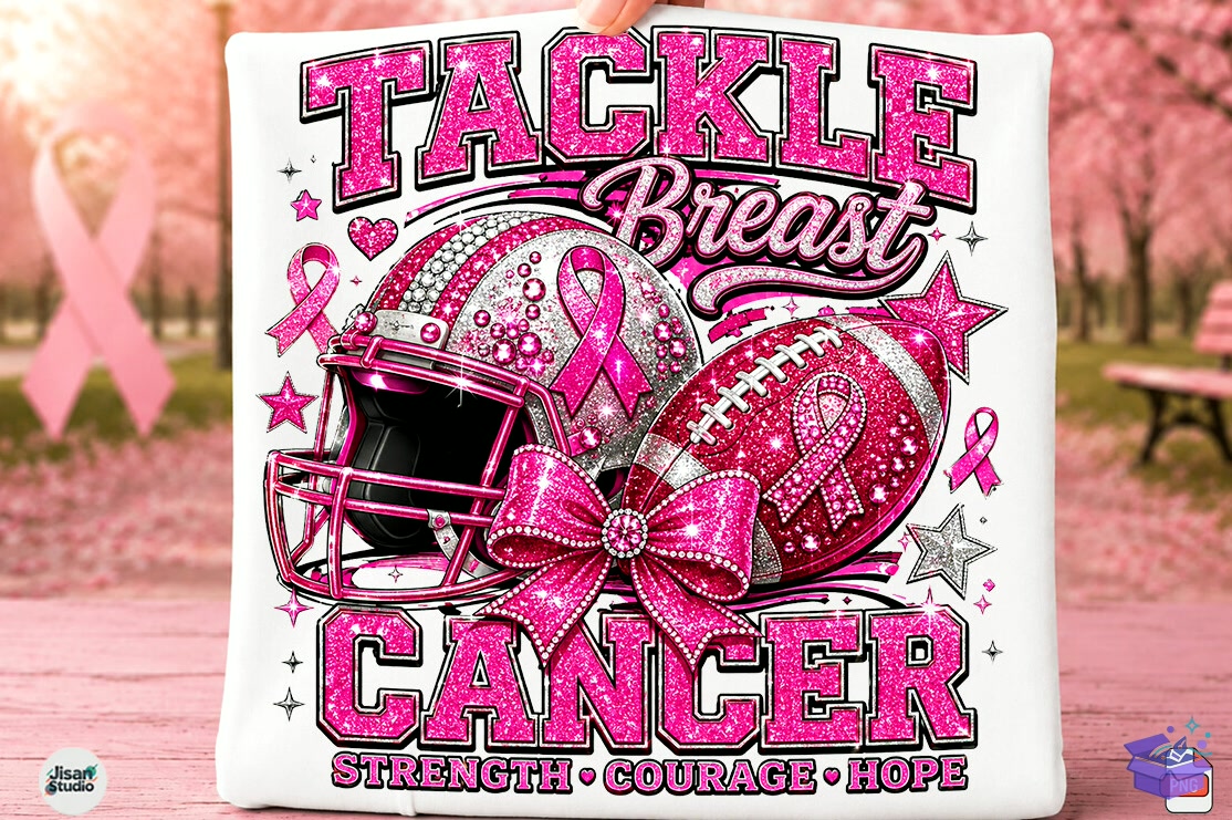 Tackle Breast Cancer Football PNG Shirt - DTF & Süblimasyon Baskı Tasarımı (SVG, DXF, EPS, PNG) - DTF Baskı Tasarımları İndir (DXF, SVG, EPS)