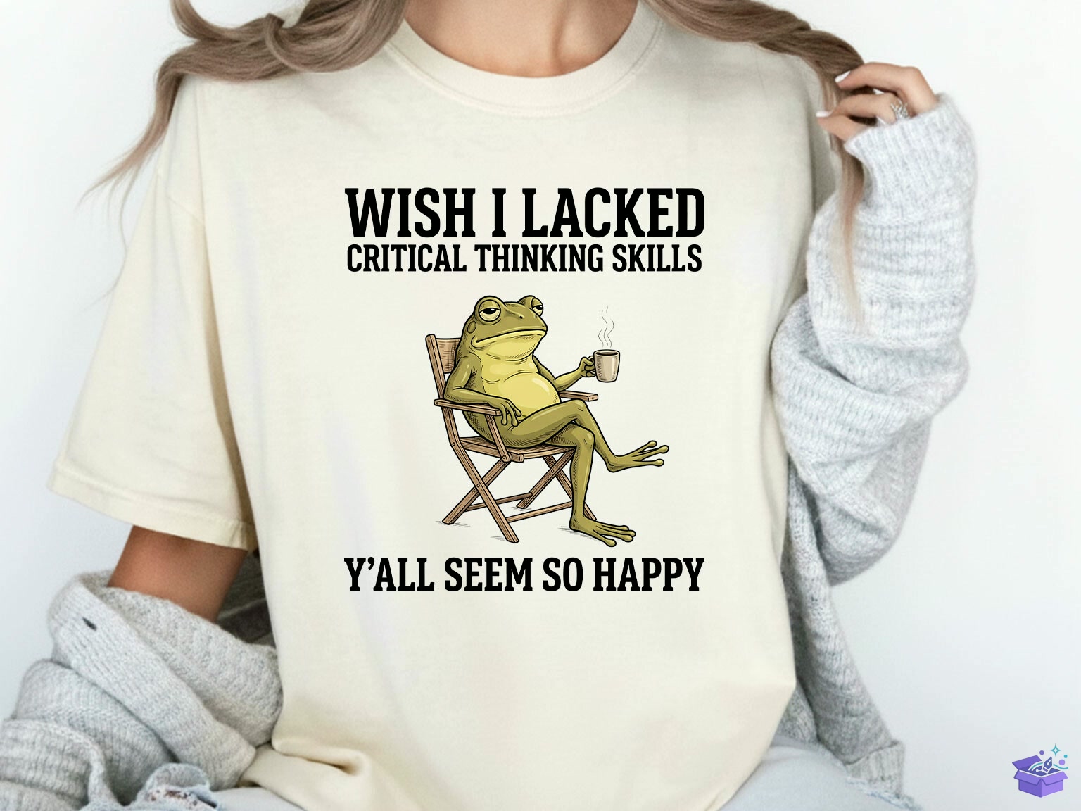 Critical Thinking Funny Frog PNG - DTF & Süblimasyon Baskı Tasarımı (SVG, DXF, EPS, PNG) - detaylı önizleme 4