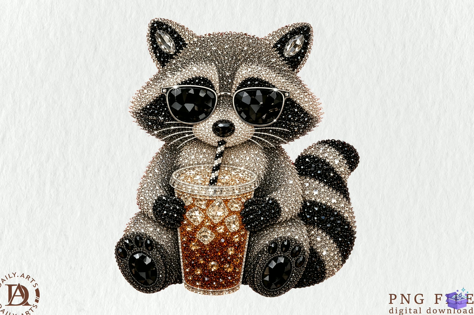 Rhinestone Funny Raccoon PNG - DTF & Süblimasyon Baskı Tasarımı (SVG, DXF, EPS, PNG) - DTF Baskı Tasarımları İndir (DXF, SVG, EPS)