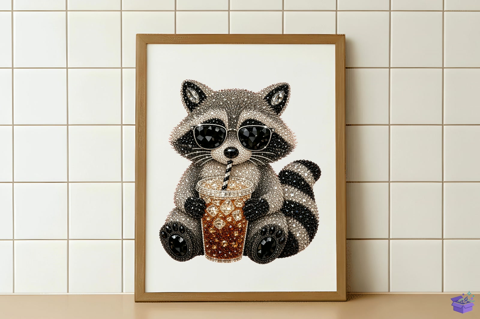 Rhinestone Funny Raccoon PNG - DTF & Süblimasyon Baskı Tasarımı (SVG, DXF, EPS, PNG) - detaylı önizleme 3
