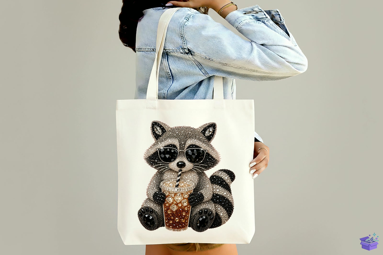 Rhinestone Funny Raccoon PNG - DTF & Süblimasyon Baskı Tasarımı (SVG, DXF, EPS, PNG) - detaylı önizleme 4