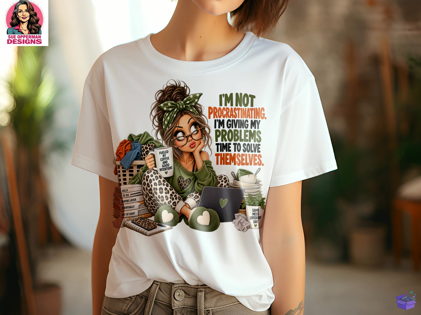 Sassy Girl Procrastinating Problem Solve - DTF & Süblimasyon Baskı Tasarımı (SVG, DXF, EPS, PNG) - detaylı önizleme 2