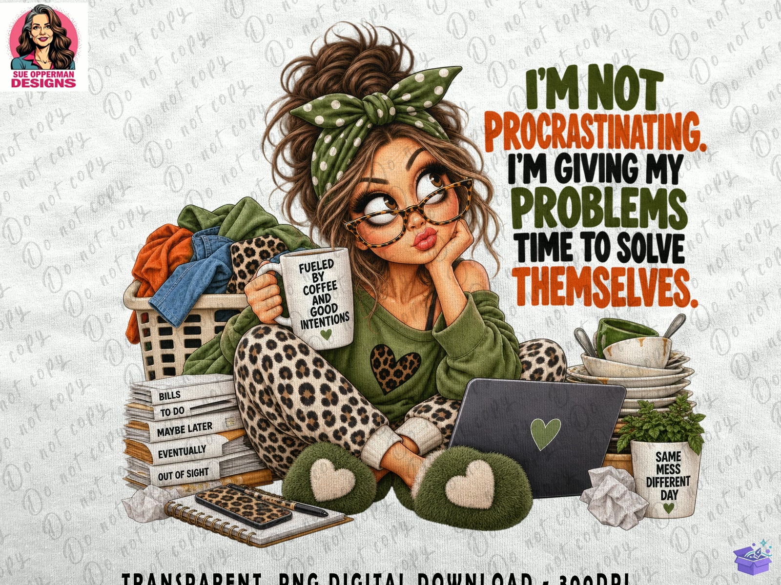 Sassy Girl Procrastinating Problem Solve - DTF & Süblimasyon Baskı Tasarımı (SVG, DXF, EPS, PNG) - detaylı önizleme 6