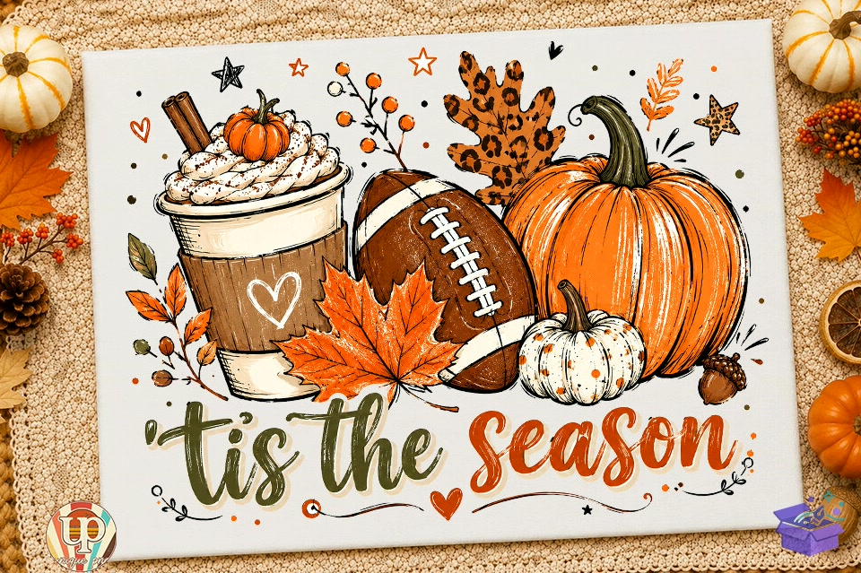 Tis The Season Fall Pumpkin Football Png - DTF & Süblimasyon Baskı Tasarımı (SVG, DXF, EPS, PNG) - detaylı önizleme 4