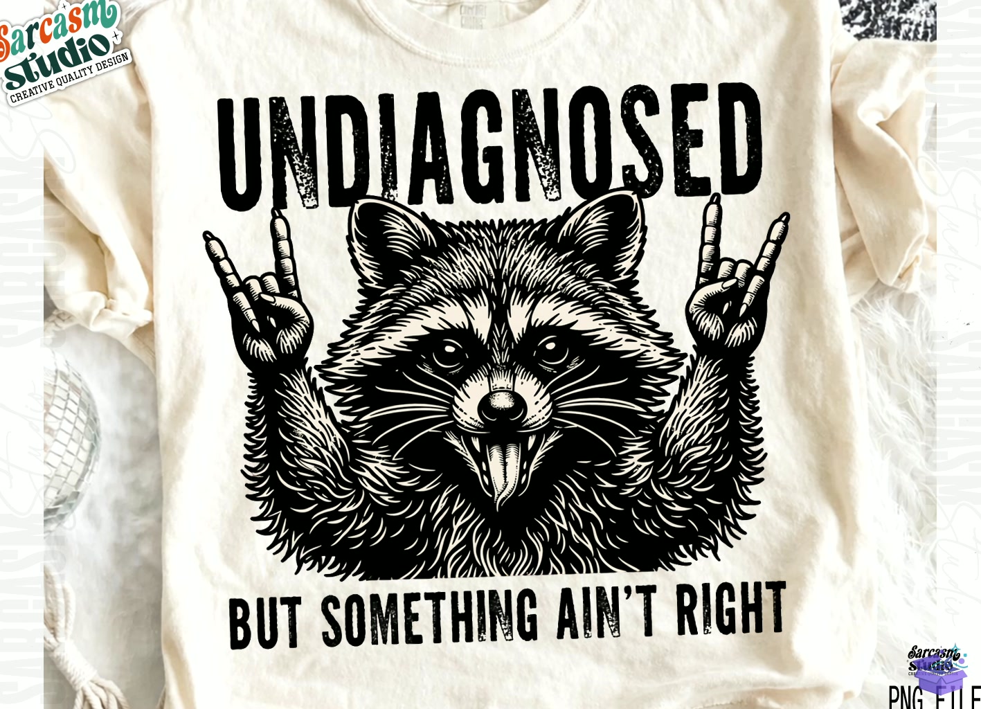 Funny Raccoon PNG Sarcastic Trash Panda - DTF & Süblimasyon Baskı Tasarımı (SVG, DXF, EPS, PNG) - detaylı önizleme 2