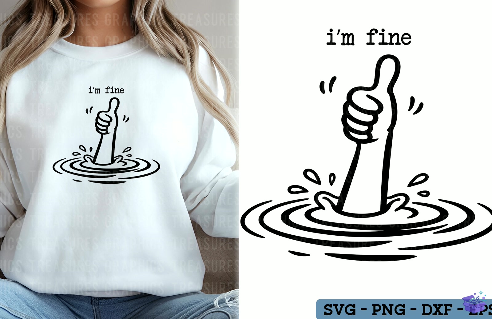 Funny Sarcastic I'm Fine SVG PNG - DTF & Süblimasyon Baskı Tasarımı (SVG, DXF, EPS, PNG) - DTF Baskı Tasarımları İndir (DXF, SVG, EPS)