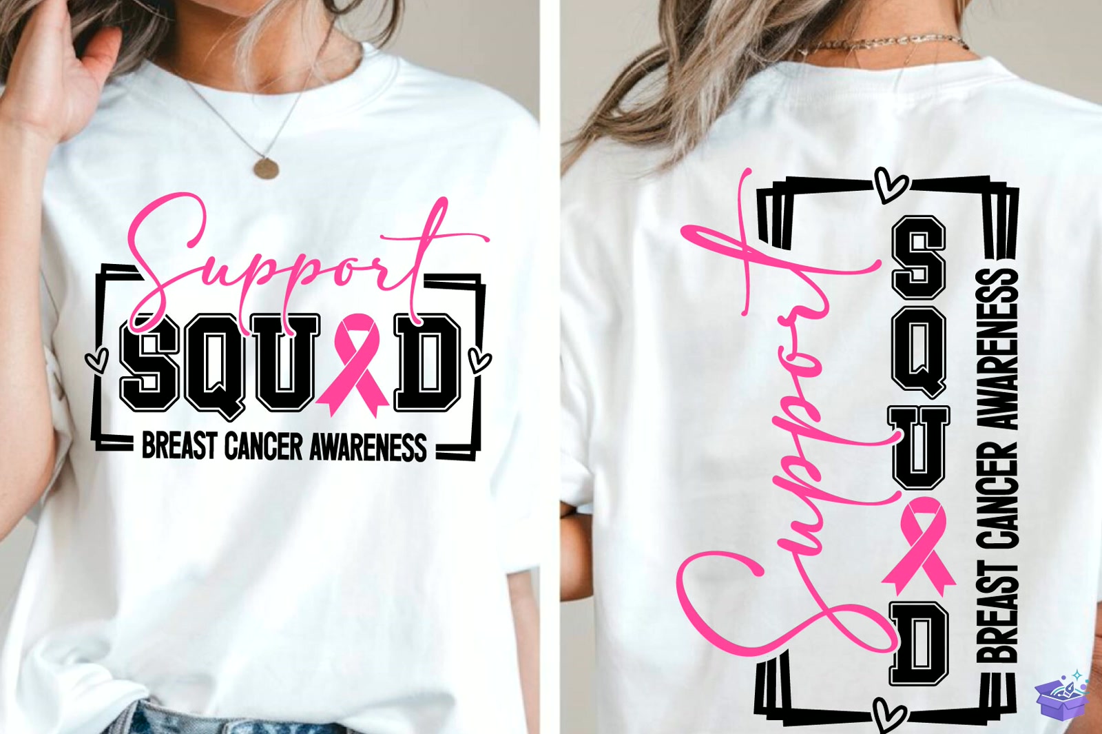 Support Squad Breast Cancer Awareness - DTF & Süblimasyon Baskı Tasarımı (SVG, DXF, EPS, PNG) - detaylı önizleme 2