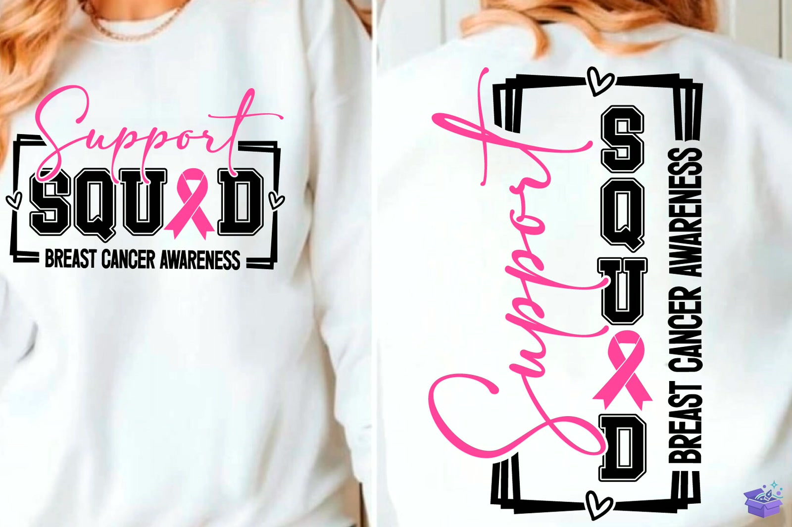 Support Squad Breast Cancer Awareness - DTF & Süblimasyon Baskı Tasarımı (SVG, DXF, EPS, PNG) - detaylı önizleme 3
