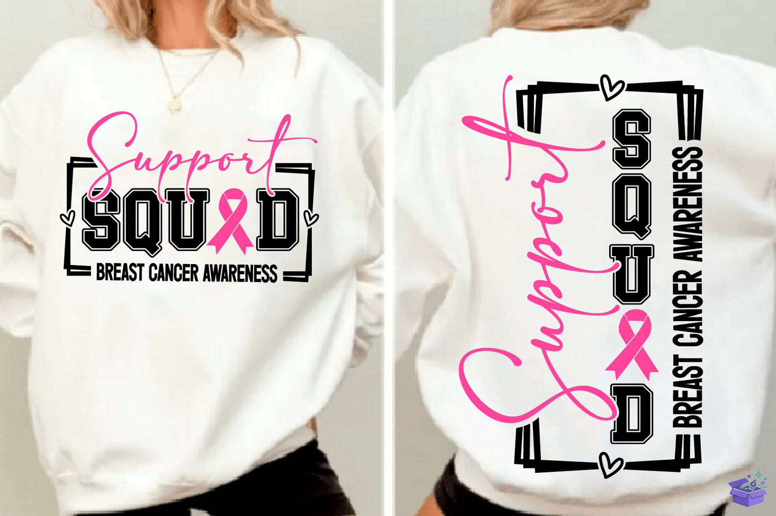 Support Squad Breast Cancer Awareness - DTF & Süblimasyon Baskı Tasarımı (SVG, DXF, EPS, PNG) - detaylı önizleme 4