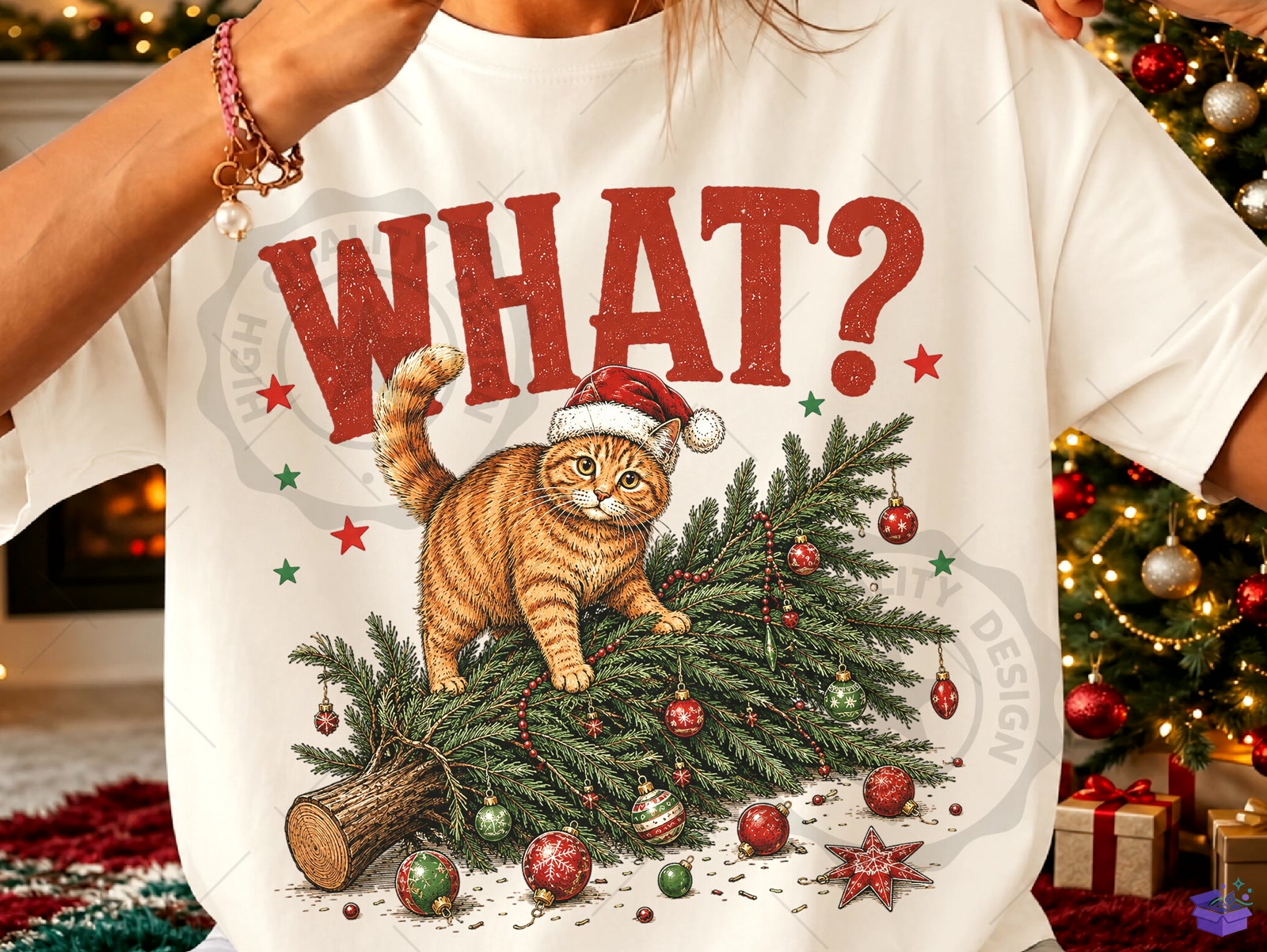 What? Cute Yılbaşı Kedi PNG - DTF & Süblimasyon Baskı Tasarımı (SVG, DXF, EPS, PNG) - detaylı önizleme 2