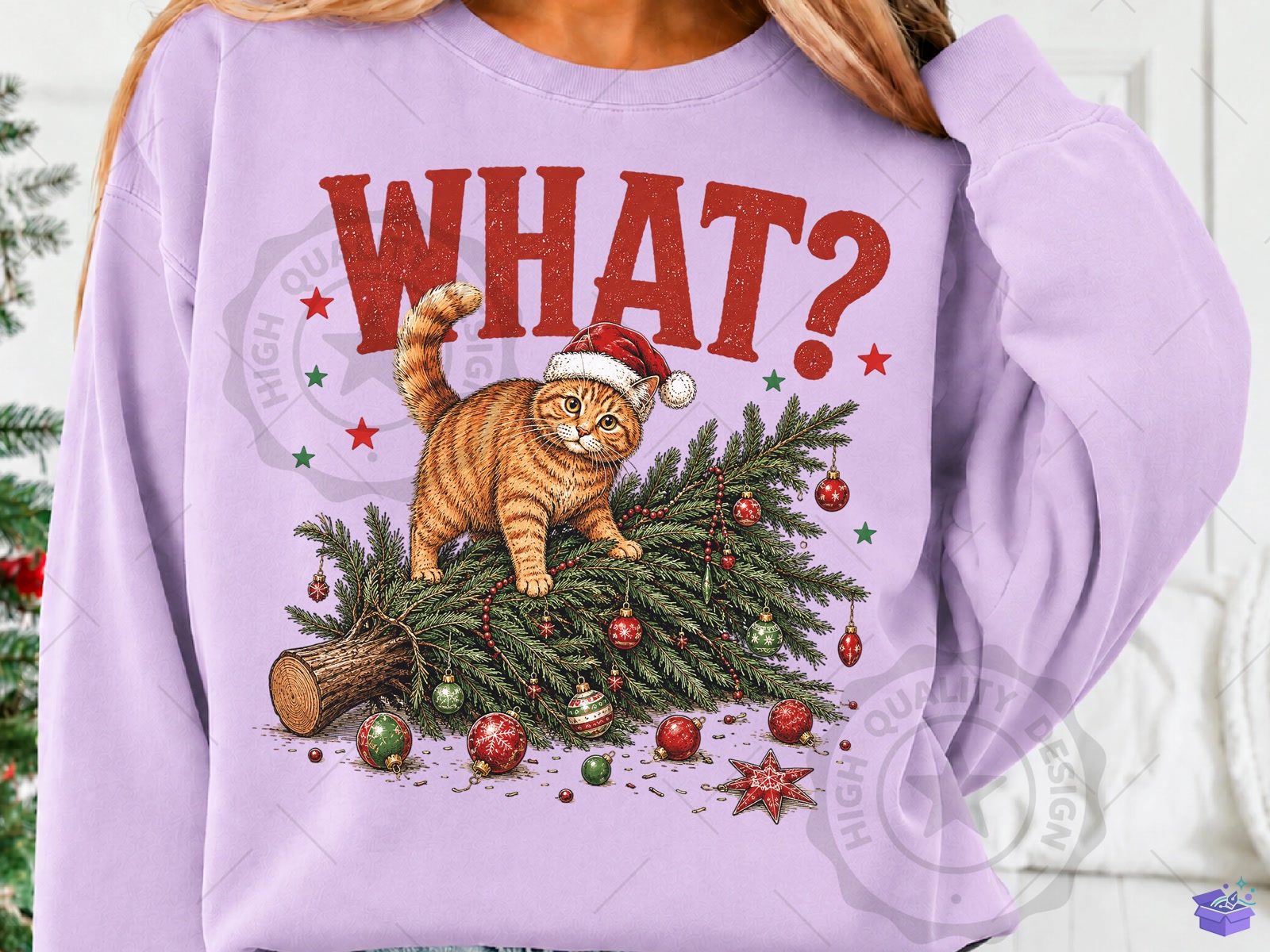 What? Cute Yılbaşı Kedi PNG - DTF & Süblimasyon Baskı Tasarımı (SVG, DXF, EPS, PNG) - detaylı önizleme 4