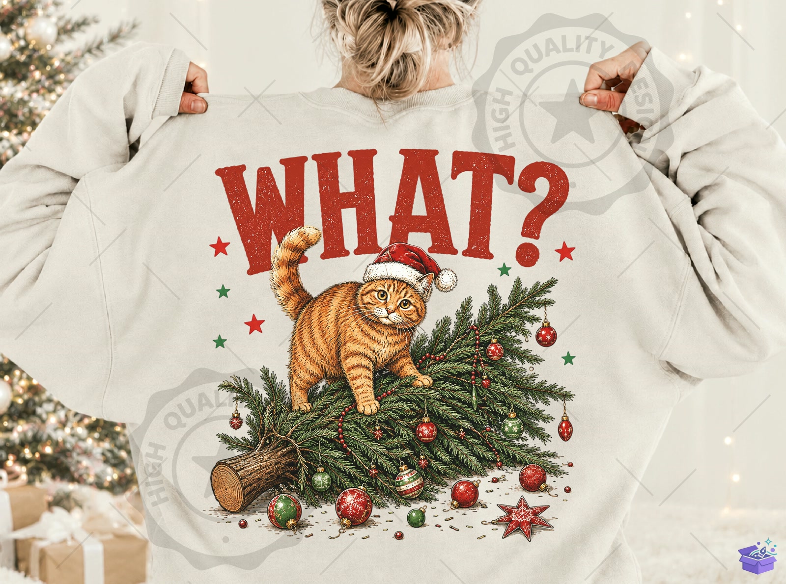 What? Cute Yılbaşı Kedi PNG - DTF & Süblimasyon Baskı Tasarımı (SVG, DXF, EPS, PNG) - detaylı önizleme 5