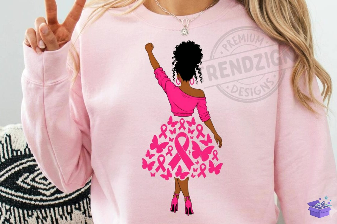 Breast Cancer Awareness Black Woman PNG - DTF & Süblimasyon Baskı Tasarımı (SVG, DXF, EPS, PNG) - detaylı önizleme 3